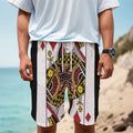 Queen Of Diamonds Playing Card Print Men's Cargo Shorts