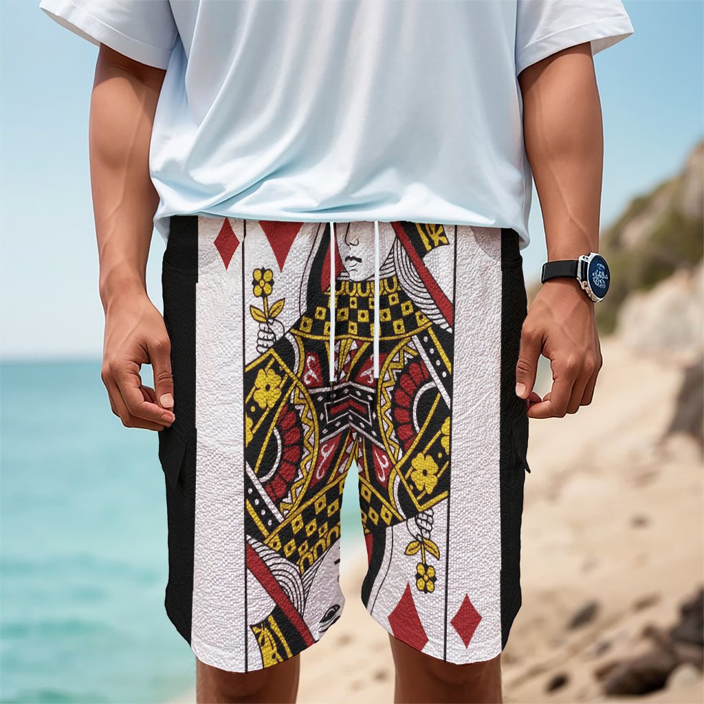 Queen Of Diamonds Playing Card Print Men's Cargo Shorts