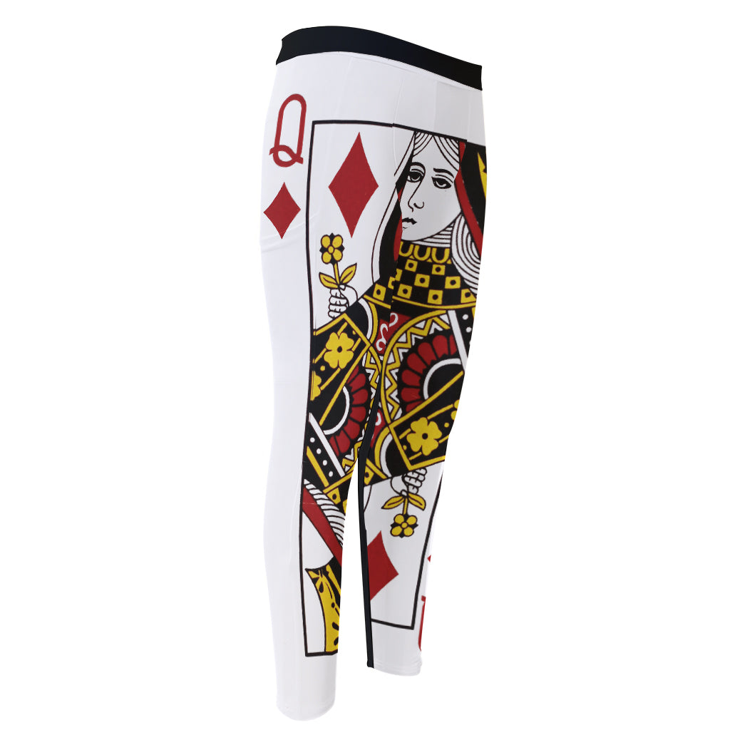 Queen Of Diamonds Playing Card Print Men's Compression Pants