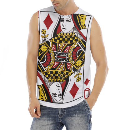 Queen Of Diamonds Playing Card Print Men's Fitness Tank Top