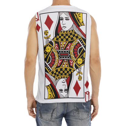 Queen Of Diamonds Playing Card Print Men's Fitness Tank Top