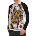 Queen Of Diamonds Playing Card Print Men's Long Sleeve Rash Guard