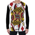 Queen Of Diamonds Playing Card Print Men's Long Sleeve T-Shirt