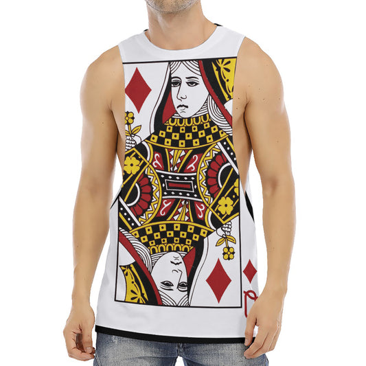 Queen Of Diamonds Playing Card Print Men's Muscle Tank Top