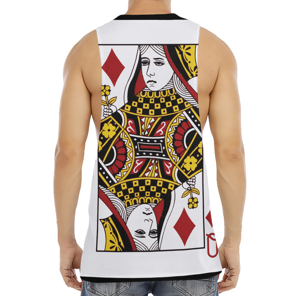 Queen Of Diamonds Playing Card Print Men's Muscle Tank Top