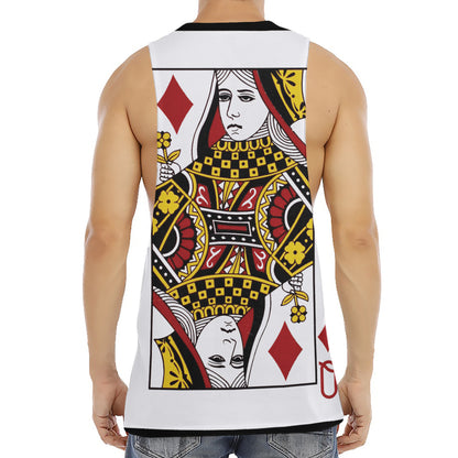 Queen Of Diamonds Playing Card Print Men's Muscle Tank Top