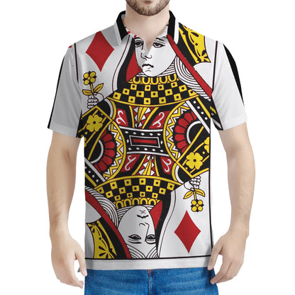 Queen Of Diamonds Playing Card Print Men's Polo Shirt