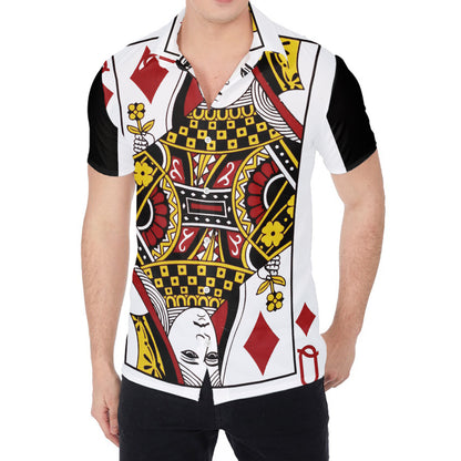 Queen Of Diamonds Playing Card Print Men's Shirt
