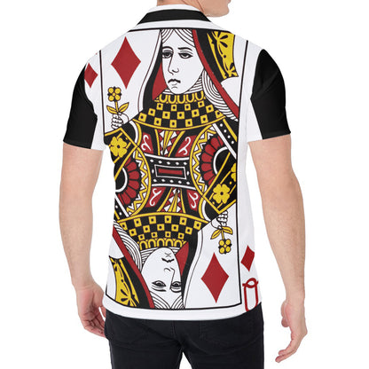 Queen Of Diamonds Playing Card Print Men's Shirt