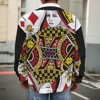 Queen Of Diamonds Playing Card Print Men's Shirt Jacket