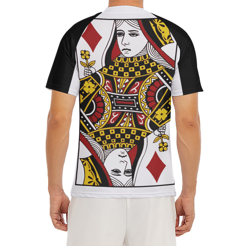 Queen Of Diamonds Playing Card Print Men's Short Sleeve Rash Guard