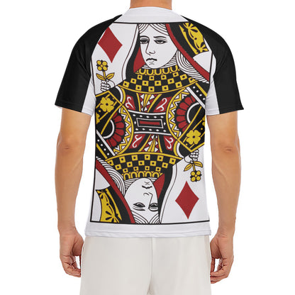 Queen Of Diamonds Playing Card Print Men's Short Sleeve Rash Guard