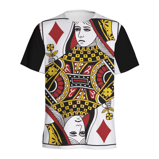 Queen Of Diamonds Playing Card Print Men's Sports T-Shirt