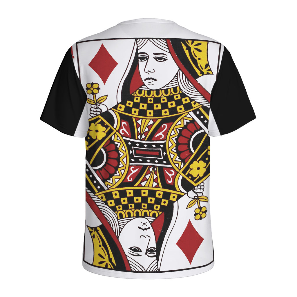 Queen Of Diamonds Playing Card Print Men's Sports T-Shirt