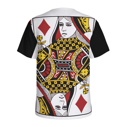 Queen Of Diamonds Playing Card Print Men's Sports T-Shirt