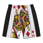 Queen Of Diamonds Playing Card Print Men's Swim Trunks