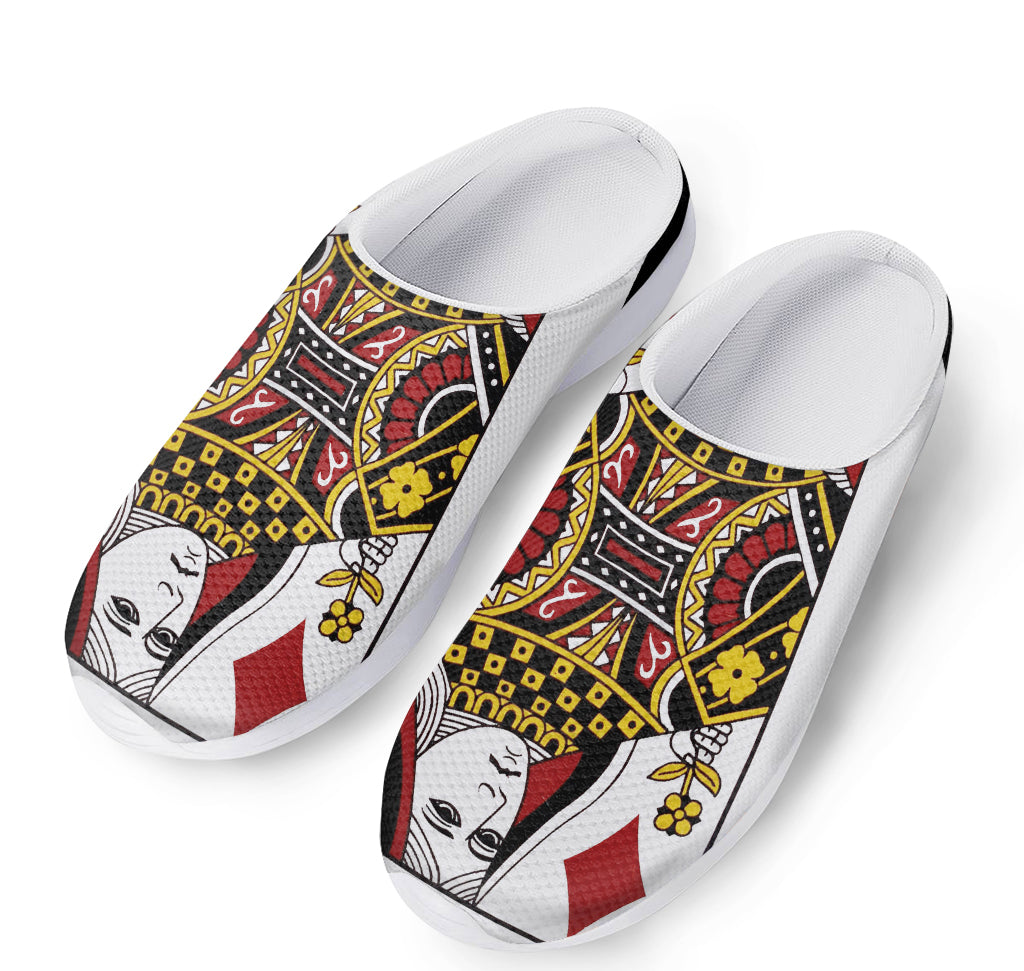 Queen Of Diamonds Playing Card Print Mesh Casual Shoes