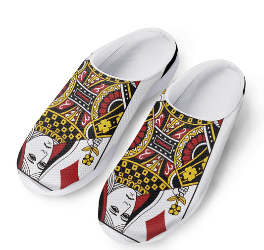 Queen Of Diamonds Playing Card Print Mesh Casual Shoes