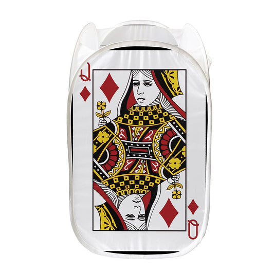 Queen Of Diamonds Playing Card Print Mesh Laundry Hamper
