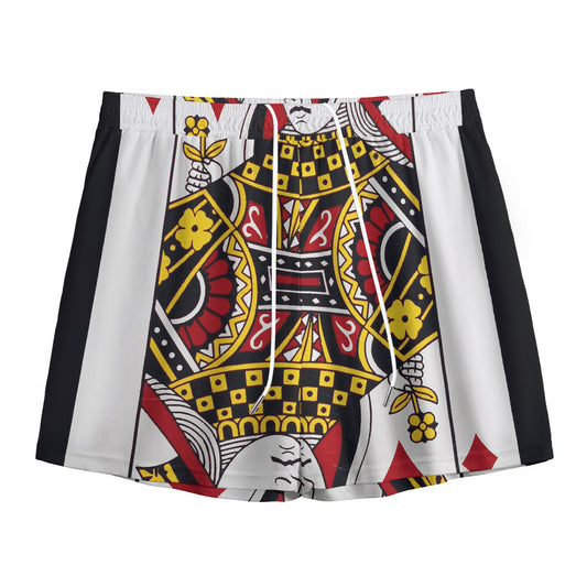Queen Of Diamonds Playing Card Print Mesh Shorts