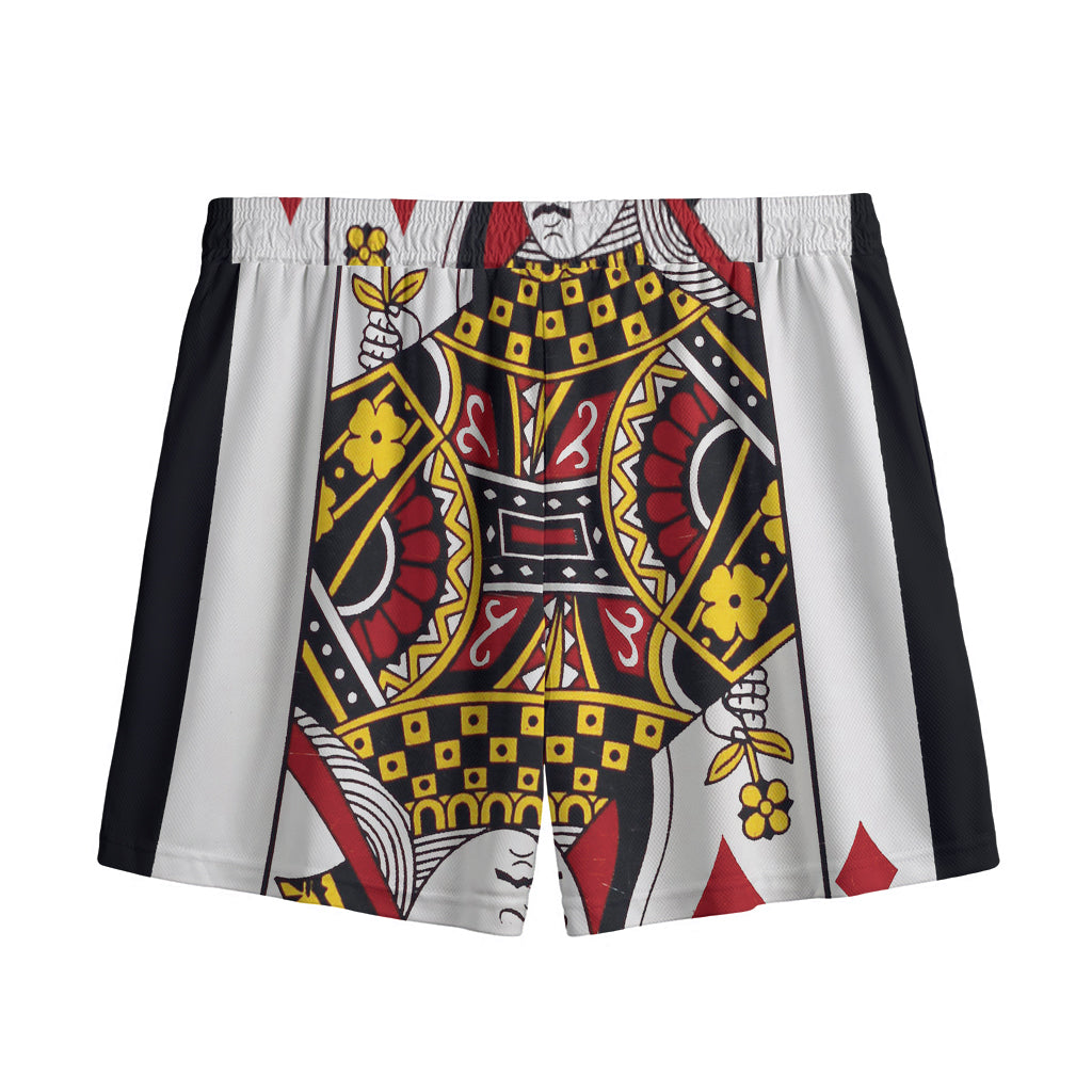 Queen Of Diamonds Playing Card Print Mesh Shorts