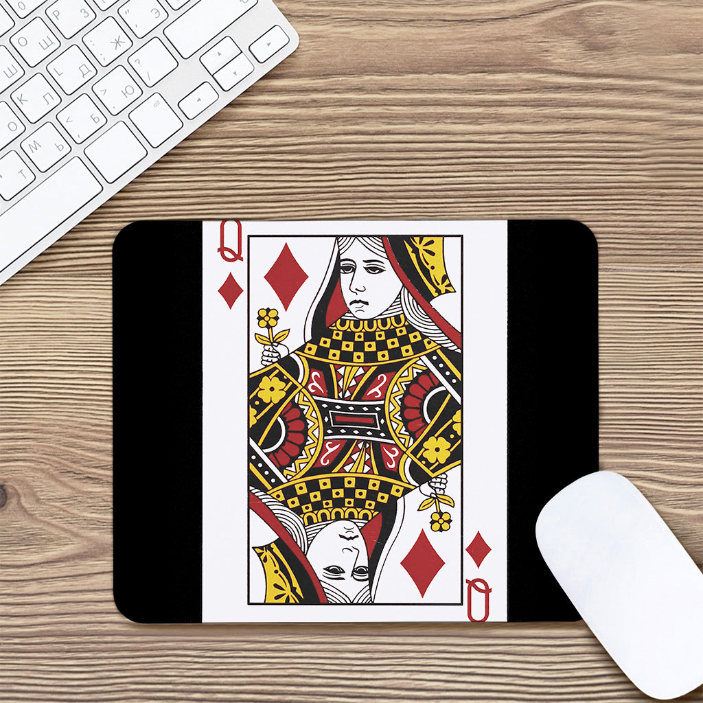 Queen Of Diamonds Playing Card Print Mouse Pad