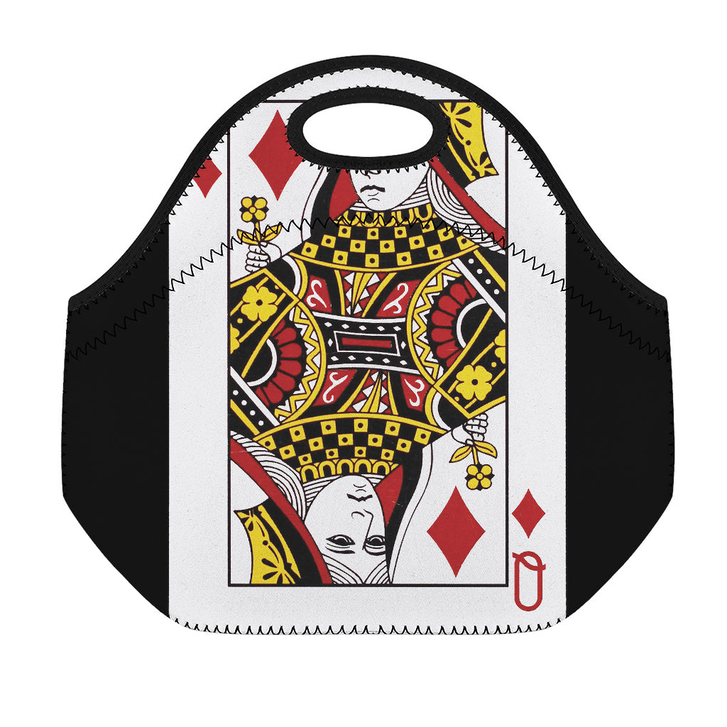 Queen Of Diamonds Playing Card Print Neoprene Lunch Bag