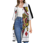Queen Of Diamonds Playing Card Print Open Front Beach Cover Up