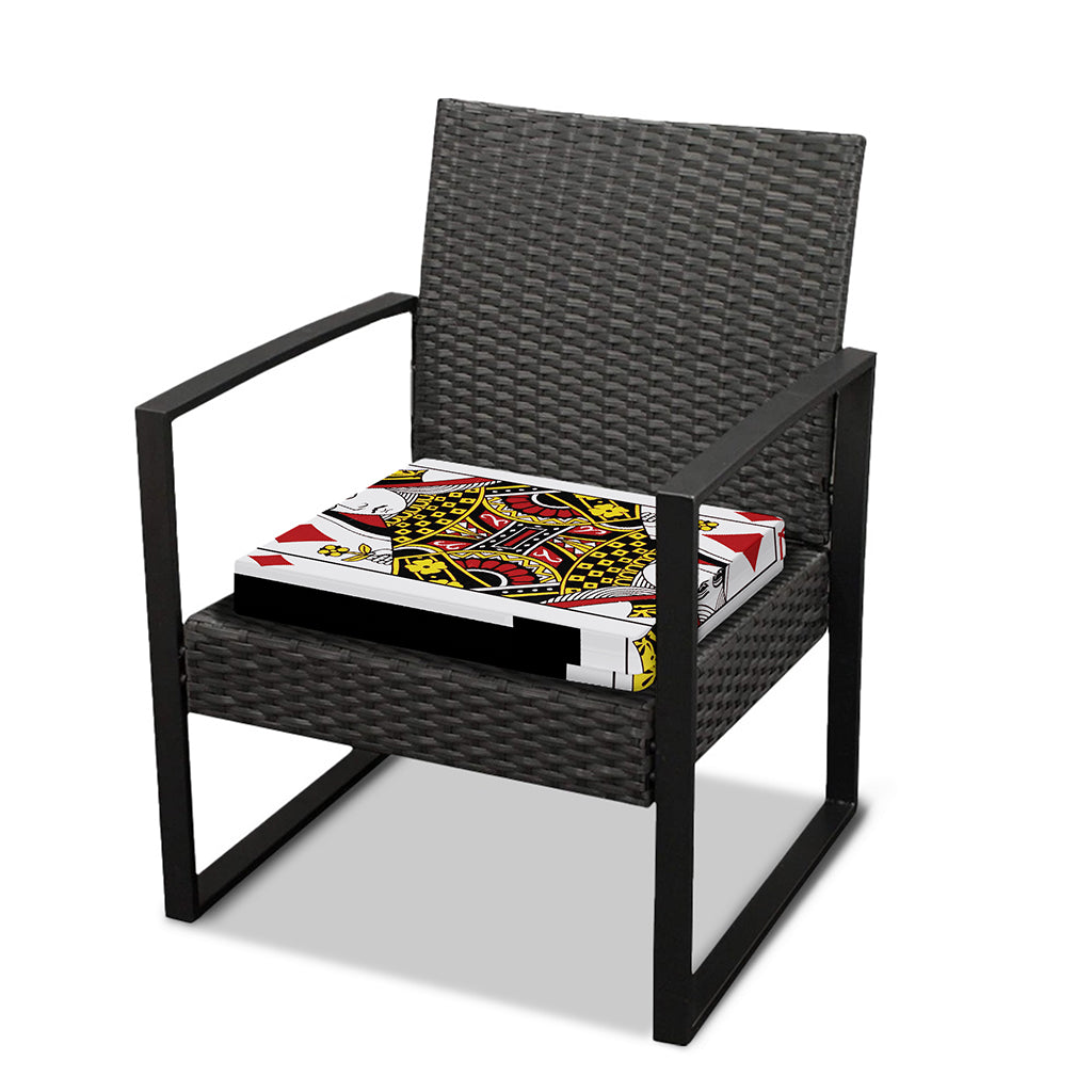Queen Of Diamonds Playing Card Print Outdoor Seat Cushion Cover