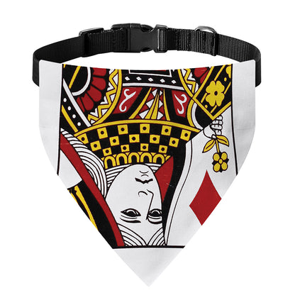 Queen Of Diamonds Playing Card Print Over The Collar Dog Bandana