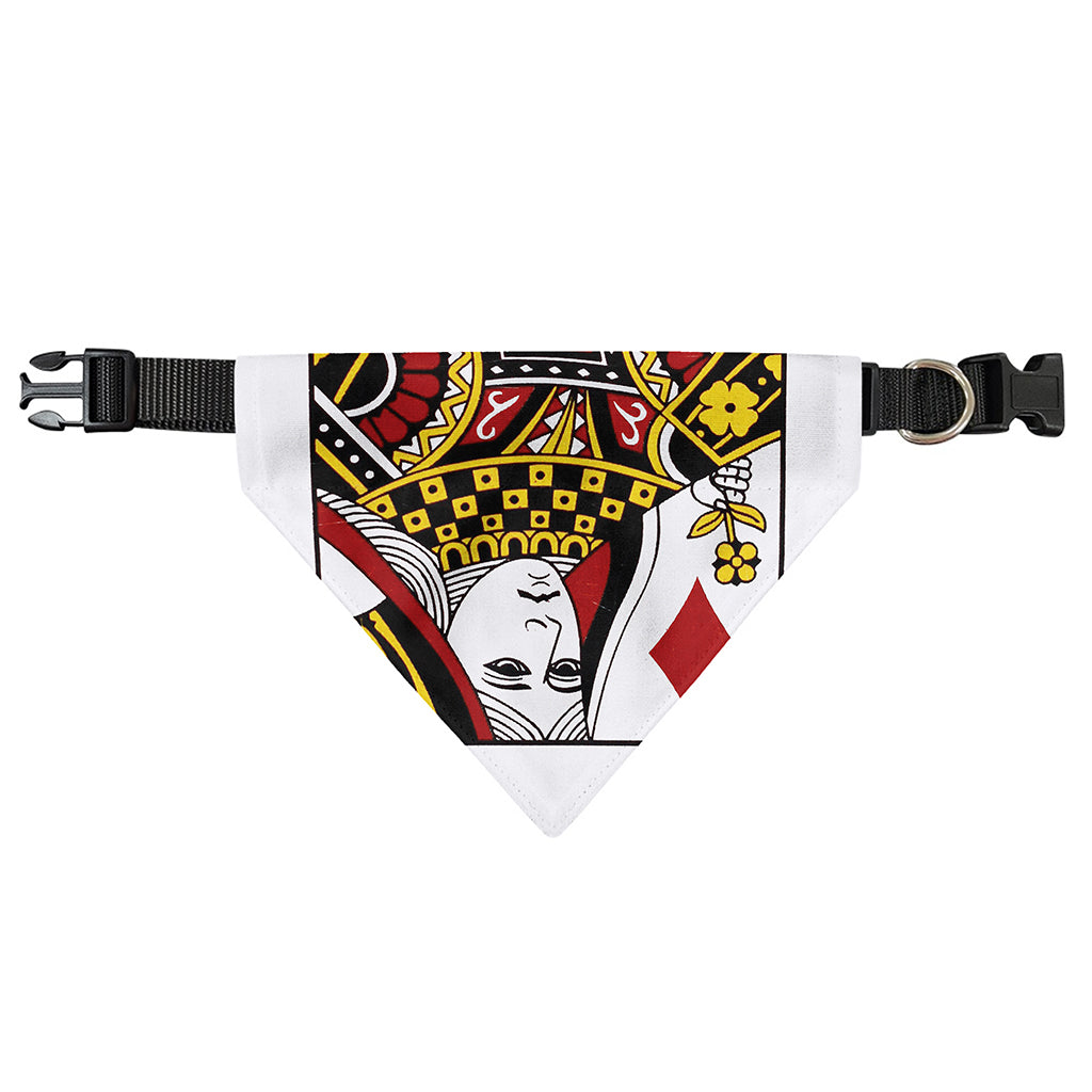 Queen Of Diamonds Playing Card Print Over The Collar Dog Bandana