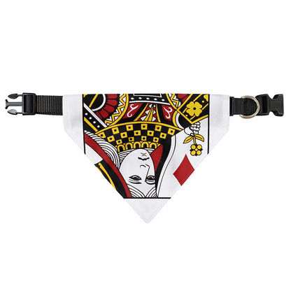 Queen Of Diamonds Playing Card Print Over The Collar Dog Bandana