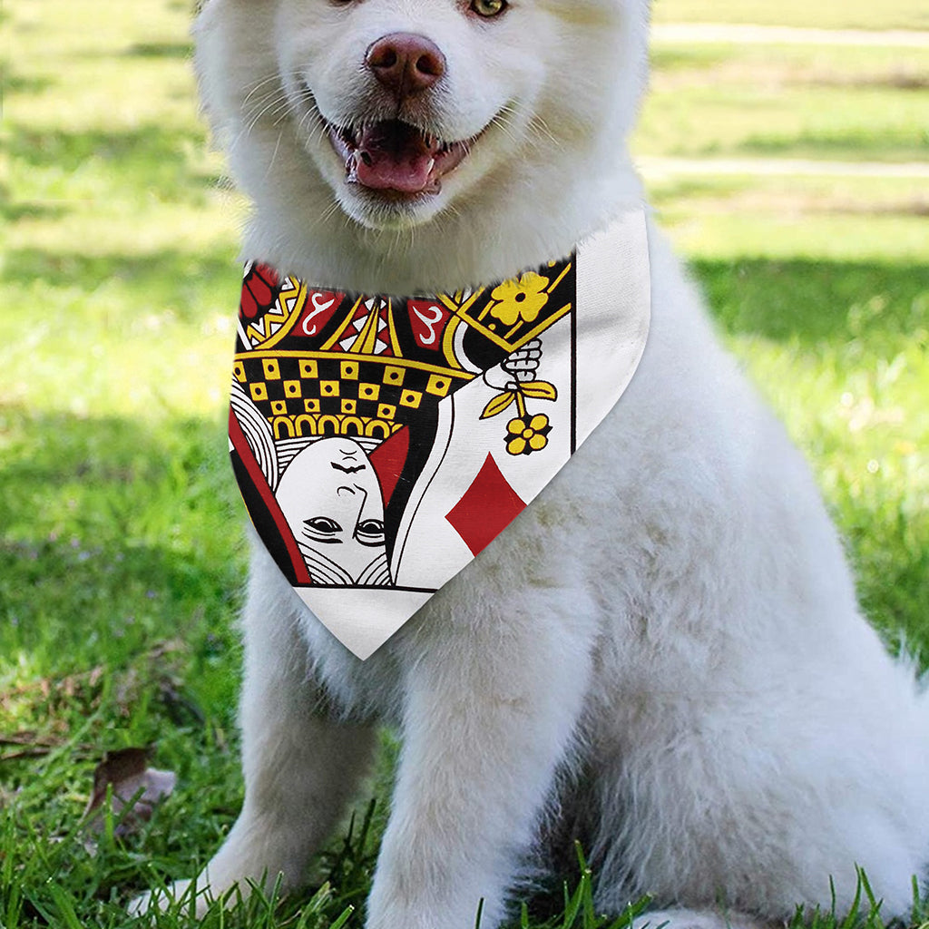 Queen Of Diamonds Playing Card Print Over The Collar Dog Bandana