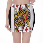 Queen Of Diamonds Playing Card Print Pencil Mini Skirt