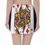 Queen Of Diamonds Playing Card Print Pencil Mini Skirt