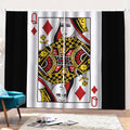 Queen Of Diamonds Playing Card Print Pencil Pleat Curtains
