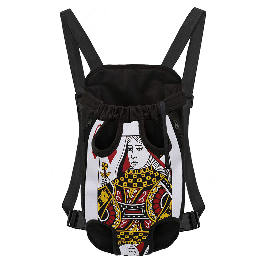 Queen Of Diamonds Playing Card Print Pet Carrier Backpack