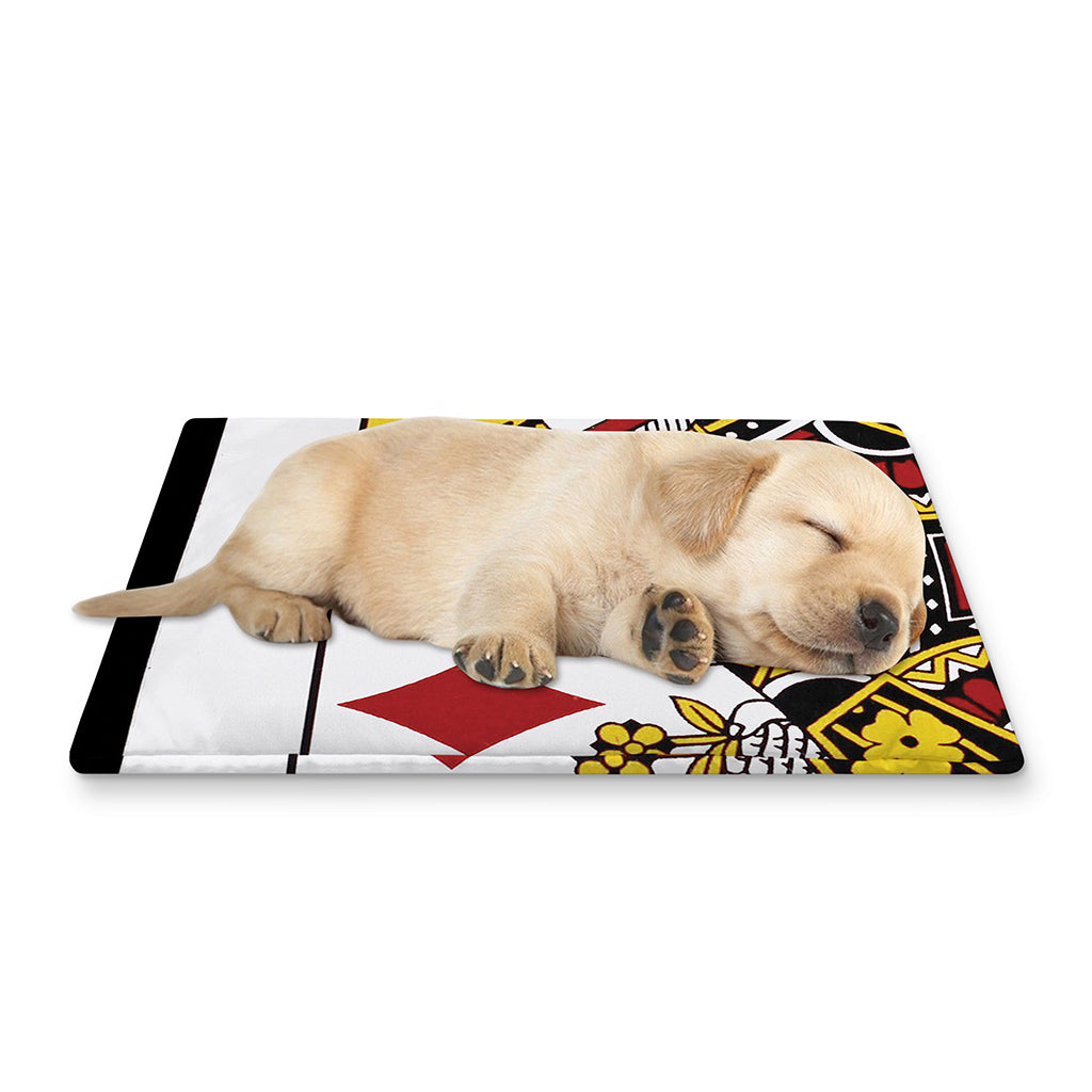 Queen Of Diamonds Playing Card Print Pet Cooling Mat Cover