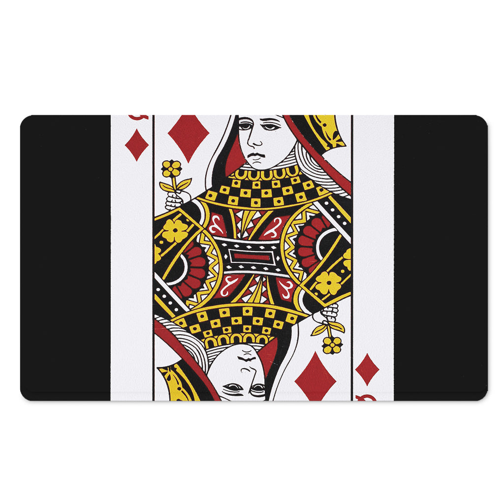 Queen Of Diamonds Playing Card Print Polyester Doormat