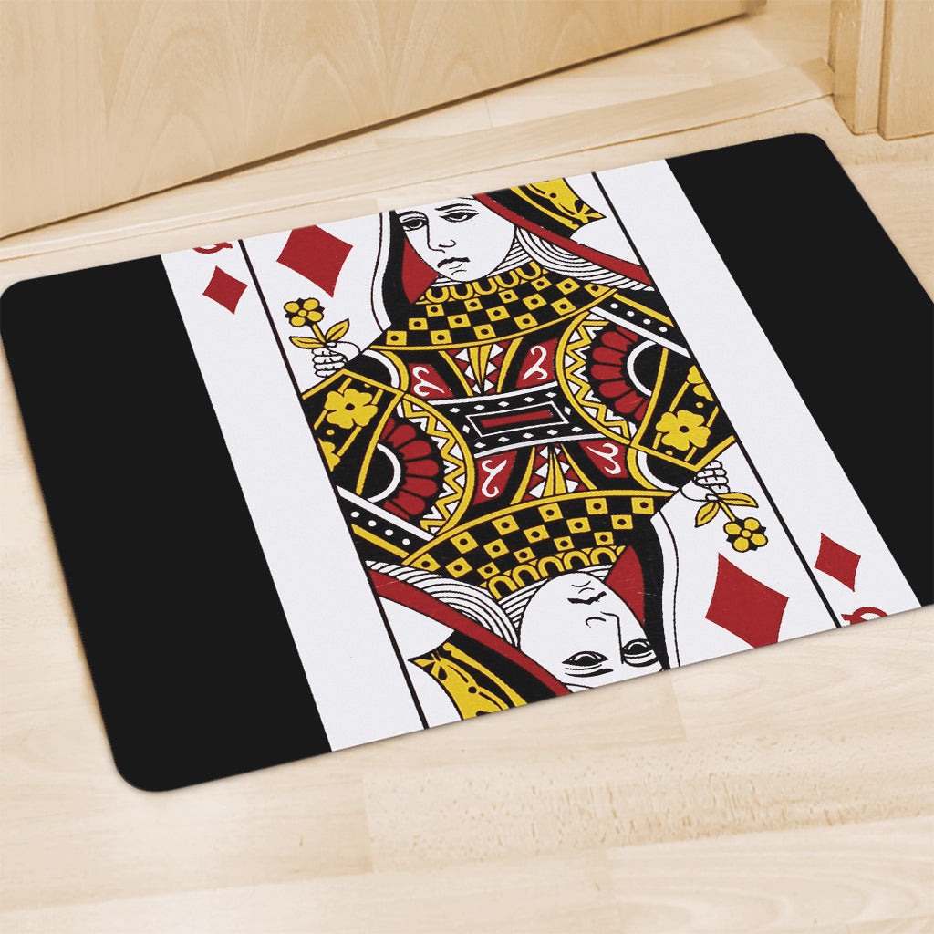 Queen Of Diamonds Playing Card Print Polyester Doormat