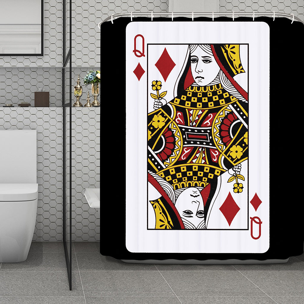 Queen Of Diamonds Playing Card Print Polyester Shower Curtain