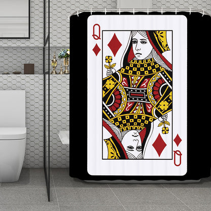 Queen Of Diamonds Playing Card Print Polyester Shower Curtain