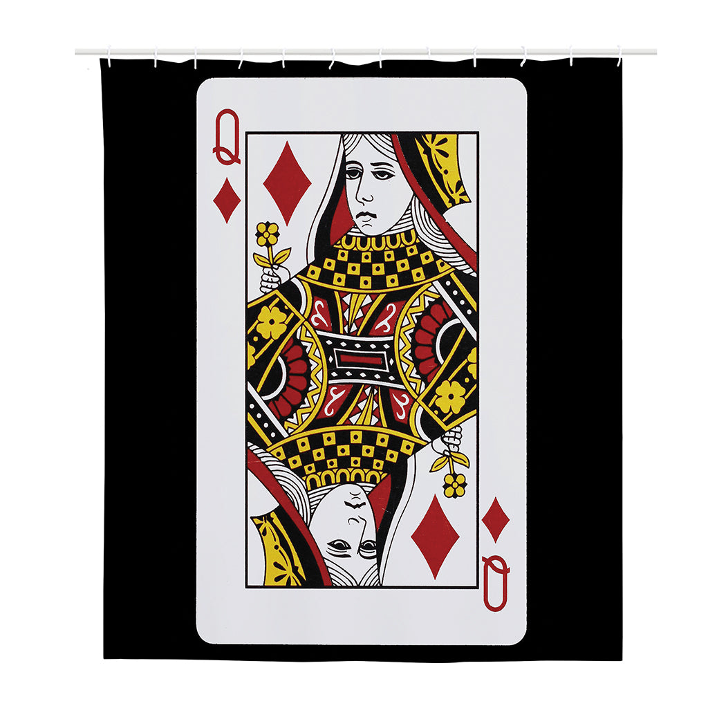 Queen Of Diamonds Playing Card Print Polyester Shower Curtain