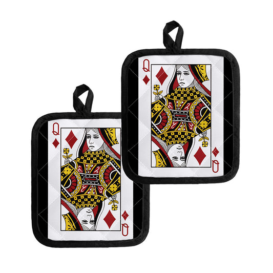 Queen Of Diamonds Playing Card Print Pot Holders