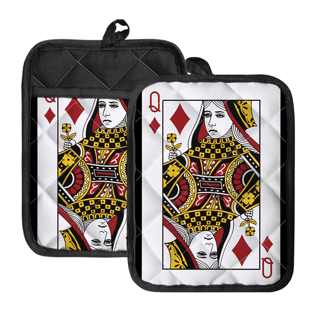 Queen Of Diamonds Playing Card Print Pot Holders With Pocket