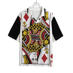 Queen Of Diamonds Playing Card Print Rayon Hawaiian Shirt