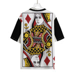 Queen Of Diamonds Playing Card Print Rayon Hawaiian Shirt