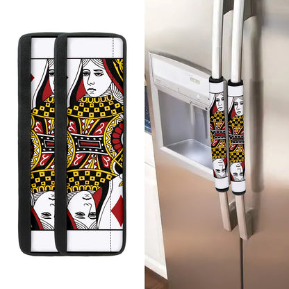 Queen Of Diamonds Playing Card Print Refrigerator Handle Covers