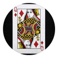 Queen Of Diamonds Playing Card Print Round Blanket