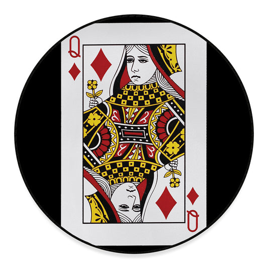 Queen Of Diamonds Playing Card Print Round Floor Mat